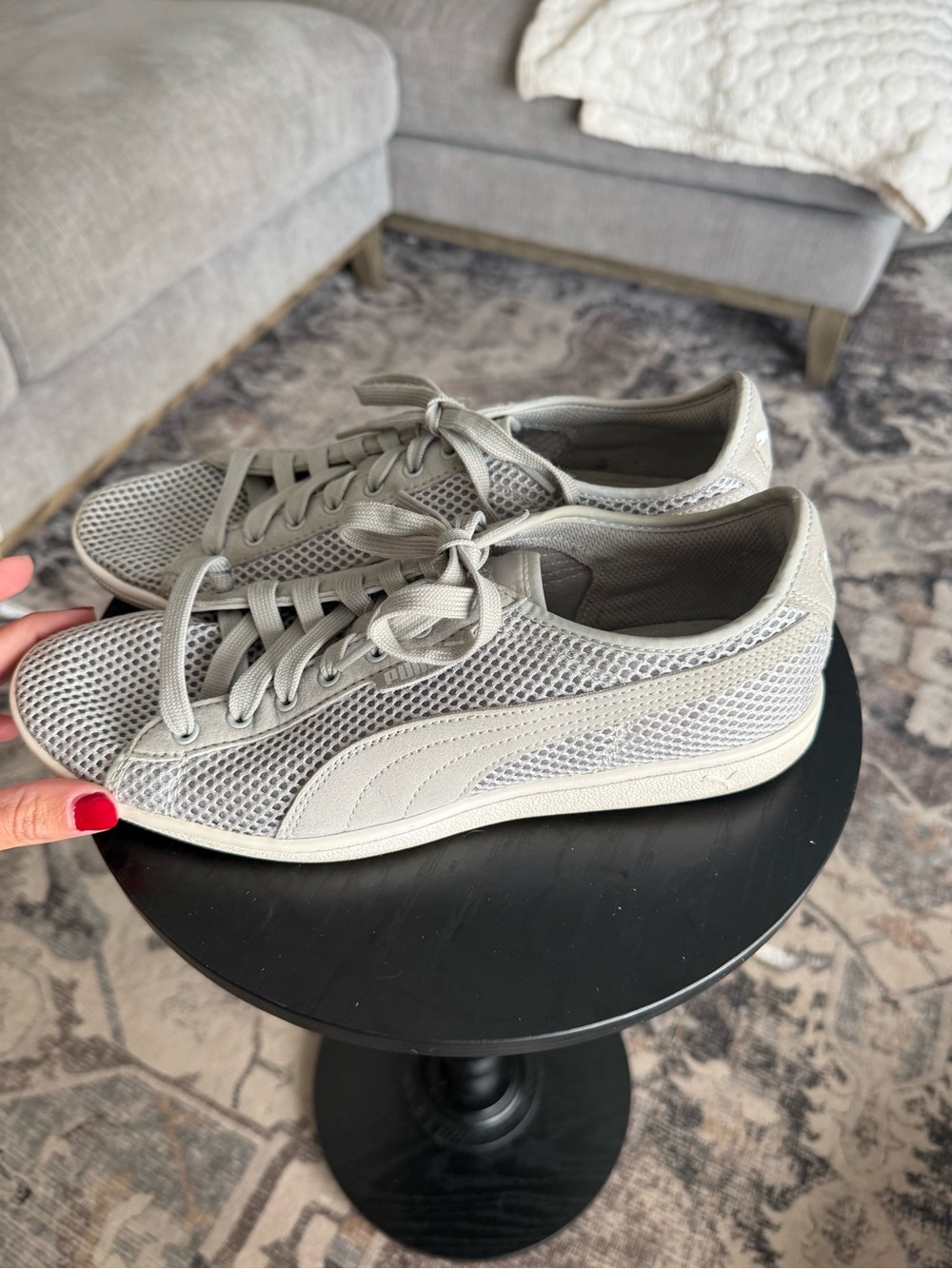 Puma Women’s Mesh Lace-Up Sneakers - Light Gray SZ 9